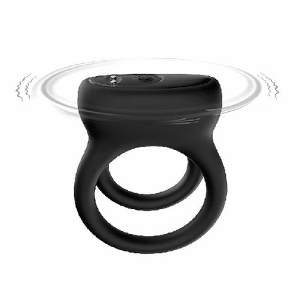 ANEL PENIANO DUPLO COM VIBRADOR RECARREGAVEL PRETO