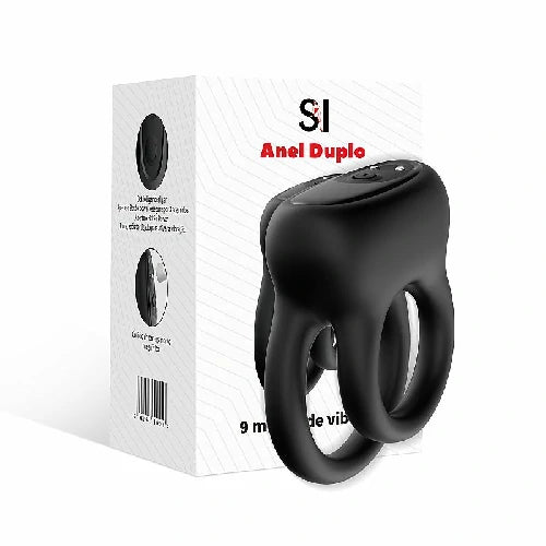 ANEL PENIANO DUPLO COM VIBRADOR RECARREGAVEL PRETO
