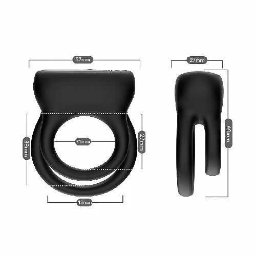 ANEL PENIANO DUPLO COM VIBRADOR RECARREGAVEL PRETO