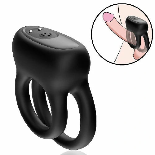 ANEL PENIANO DUPLO COM VIBRADOR RECARREGAVEL PRETO