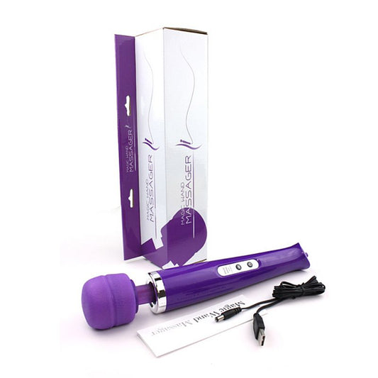 MASSAGEADOR POTENTE VARINHA MAGICA 36 CM RECARREGÁVEL 10 VIBRAÇÕES ROXO
