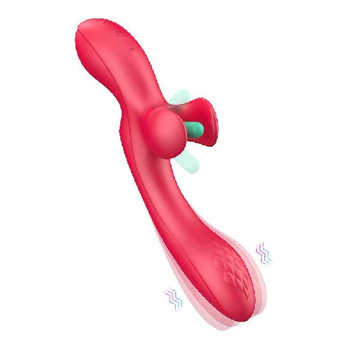 VIBRADOR PONTO G E CLITORIS COM SLAP VERMELHO ANNA