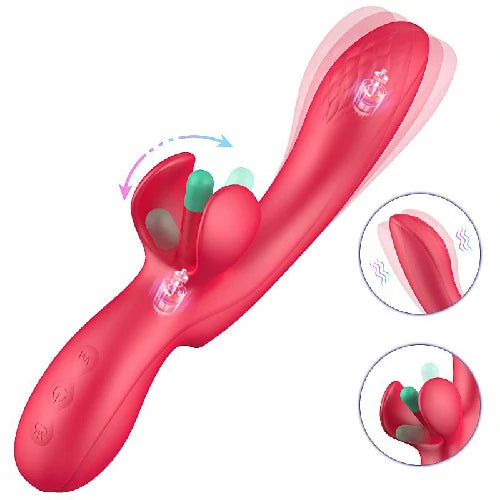 VIBRADOR PONTO G E CLITORIS COM SLAP VERMELHO ANNA
