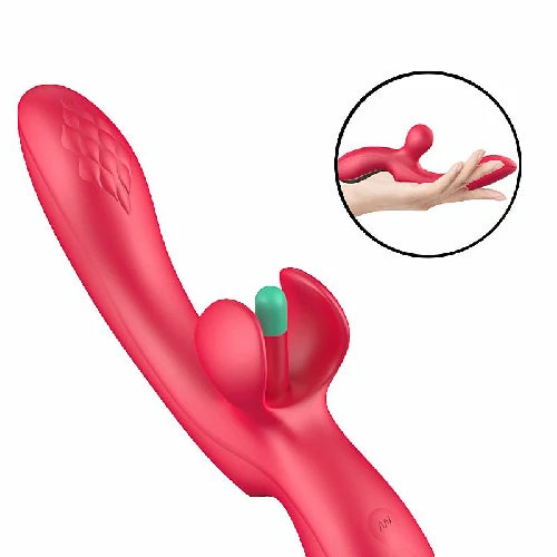 VIBRADOR PONTO G E CLITORIS COM SLAP VERMELHO ANNA