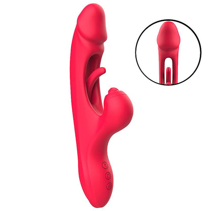 VIBRADOR PONTO G E CLITORIS COM DEDILHAR VERMELHO SLAP