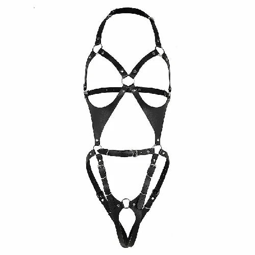HARNESS CORPORAL ESTRUTURADO EM COURO E ARGOLAS METALICAS