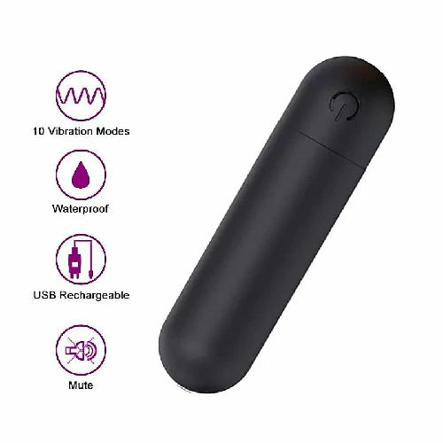 VIBRADOR BULLET RECARREGAVEL PRETO