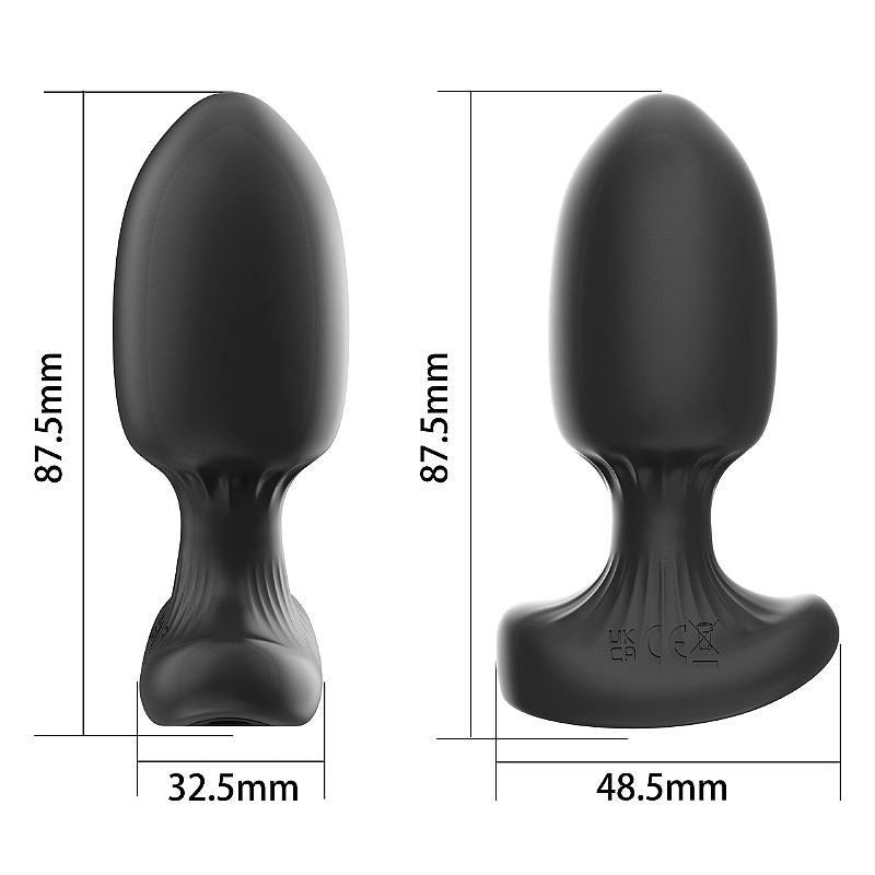 PLUG EM SILICONE COM VIBRO E CONTROLE POR APP PRETO TAMANHO P