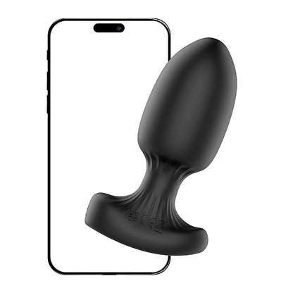 PLUG EM SILICONE COM VIBRO E CONTROLE POR APP PRETO TAMANHO P