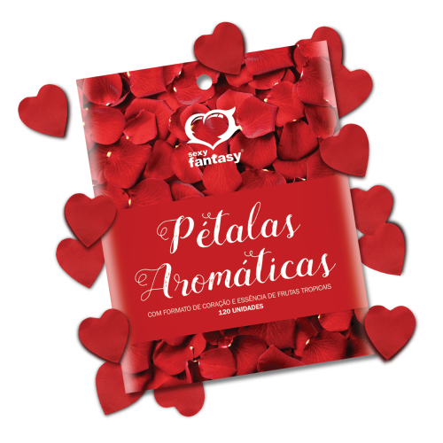 PÉTALAS VERMELHAS FORMATO CORAÇÃO AROMÁTICAS CAIXA COM 120 UNIDADE SEXY FANTASY
