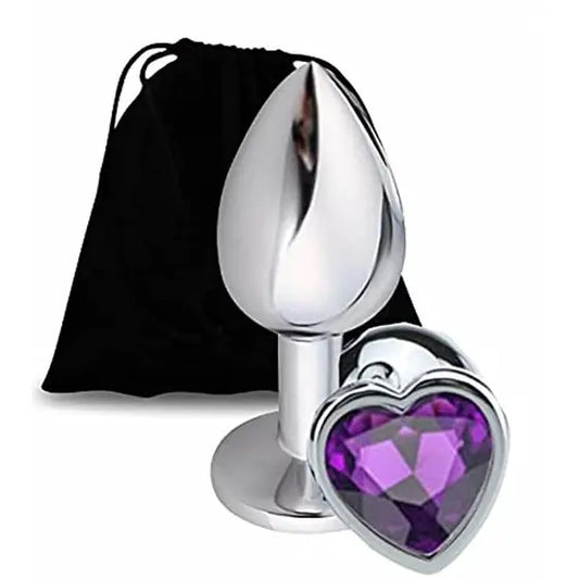 PLUG ANAL EM METAL CORAÇÃO ROXO TAMANHO G