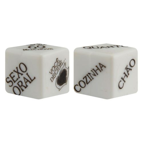 Dados Cubo do Amor Sexy Fantasy com 2 dadinhos para adultos, com posições, ações e locais. Uma brincadeira divertida para casais explorarem novas experiências.