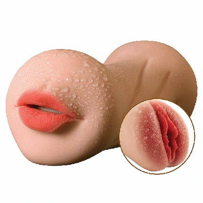 MASTURBADOR FORMATO BOCA E VAGINA PELE CLARA EM CYBERSKIN 17,5 X 7,5 CM PASSION LADY