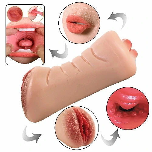 MASTURBADOR FORMATO BOCA E VAGINA PELE CLARA EM CYBERSKIN 17,5 X 7,5 CM PASSION LADY