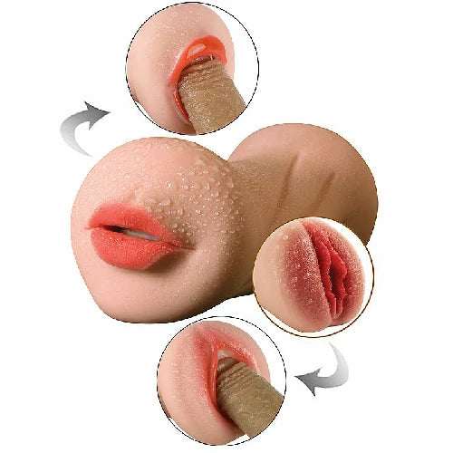 MASTURBADOR FORMATO BOCA E VAGINA PELE CLARA EM CYBERSKIN 17,5 X 7,5 CM PASSION LADY