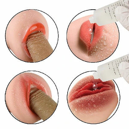 MASTURBADOR FORMATO BOCA E VAGINA PELE CLARA EM CYBERSKIN 17,5 X 7,5 CM PASSION LADY