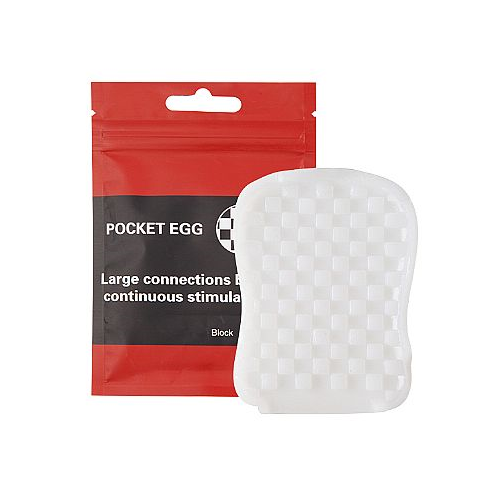 Masturbador Masculino Egg Pocket Block em silicone, com textura interna e formato compacto. Possui 7 cm de comprimento e 5,2 cm de espessura.