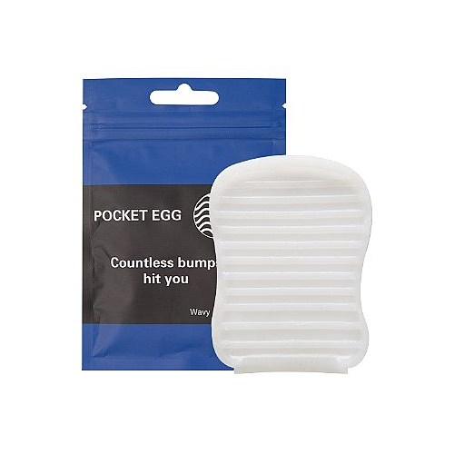Masturbador Masculino Egg Pocket Wavy em silicone, com textura interna e formato compacto. Ideal para diferentes sensações e fácil de manusear.