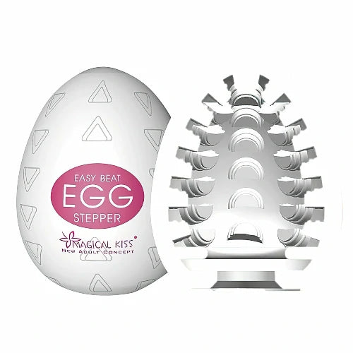 Masturbador Masculino Egg Stepper Magical Kiss com textura interna. Compacto e prático, em TPE e plástico PP. Use com lubrificante à base de água.