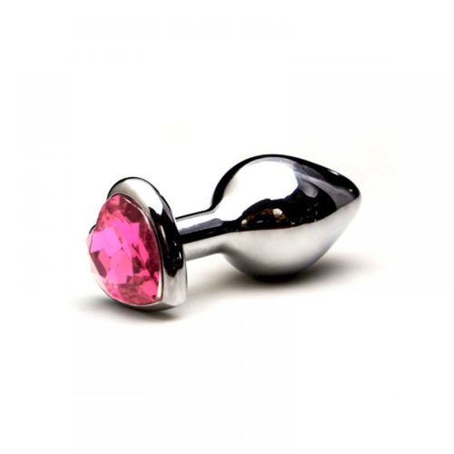 PLUG EM METAL CROMADO CORAÇÃO TAMANHO G ROSA FHTOYS