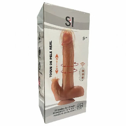 PROTESE REALISTICA COM ESTIMULADOR DE CLITORIS VAI E VEM ROTAÇÃO AQUECIMENTO  23 X 4,0 CM