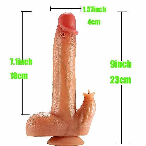 PROTESE REALISTICA COM ESTIMULADOR DE CLITORIS VAI E VEM ROTAÇÃO AQUECIMENTO  23 X 4,0 CM