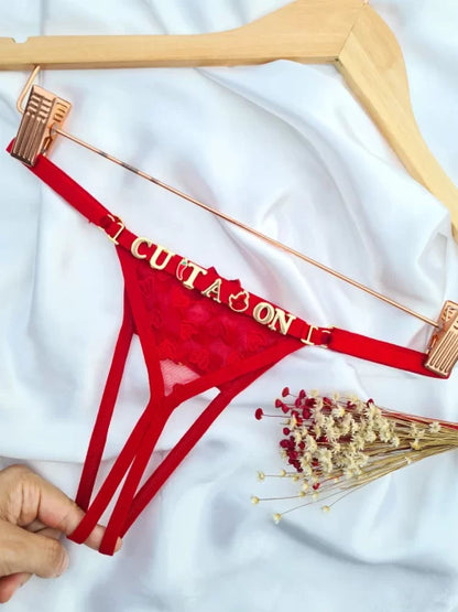 CALCINHA PERSONALIZADA SECRETARIA VERMELHA CORAÇÃO