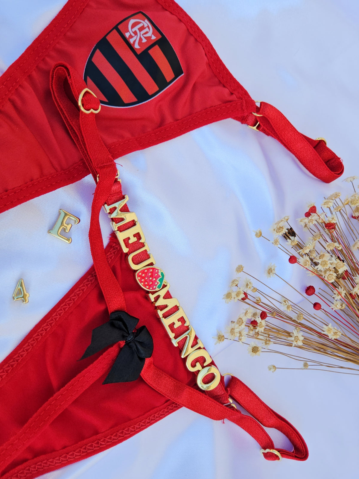 CALCINHA PARA PERSONALIZAR TIME FLAMENGO VERMELHO LAÇO