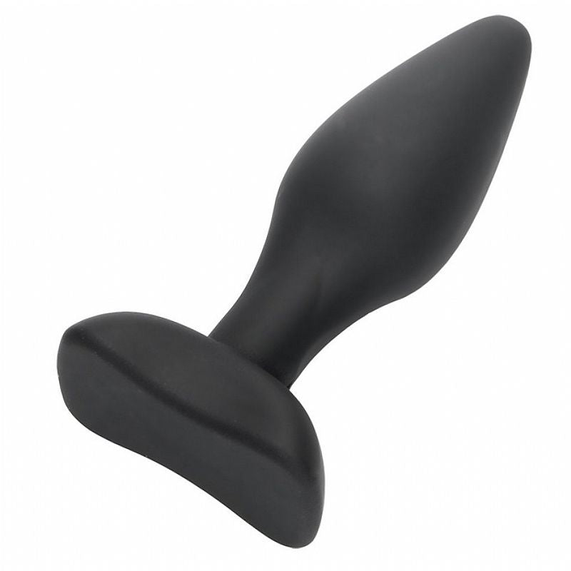 Plug anal de silicone com base em arco tamanho G com formato cônico, 14,5 cm de comprimento, 12,5 cm penetráveis e 4,5 cm de diâmetro.