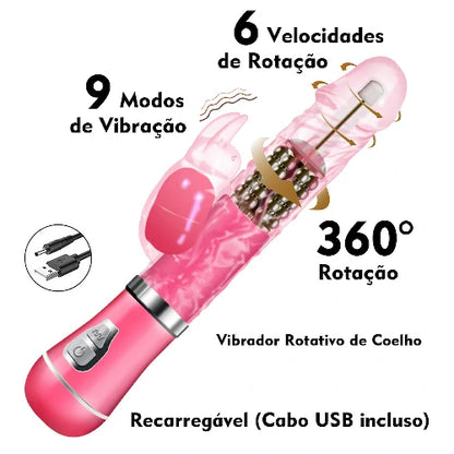 VIBRADOR ROTATIVO RABBIT RECARREGÁVEL ROSA YOUVIBE
