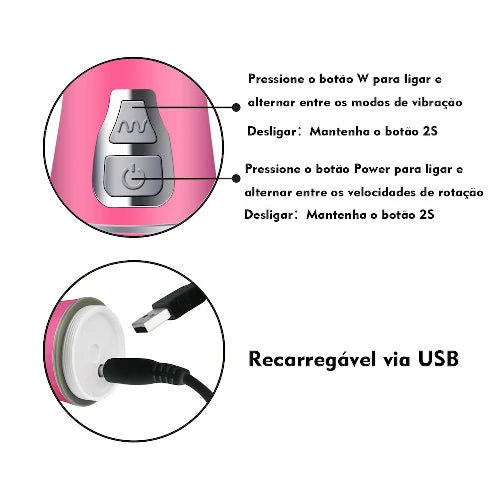 VIBRADOR ROTATIVO RABBIT RECARREGÁVEL ROSA YOUVIBE