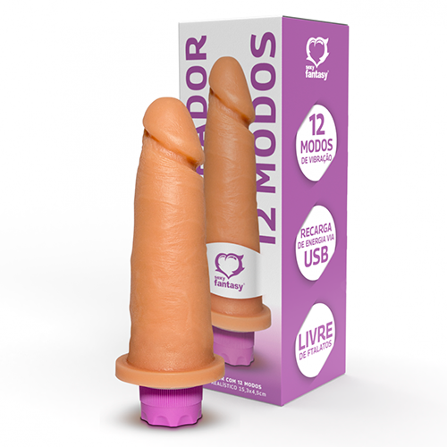 PRÓTESE COM VIBRADOR INTERNO RECARREGAVEL 15,3 X 4,5 CM SEXY FANTASY