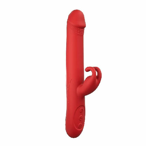 VIBRADOR PONTO G E CLITORIS COM ROTAÇÃO E AQUECIMENTO 23,8 X 3,0 CM VERMELHO