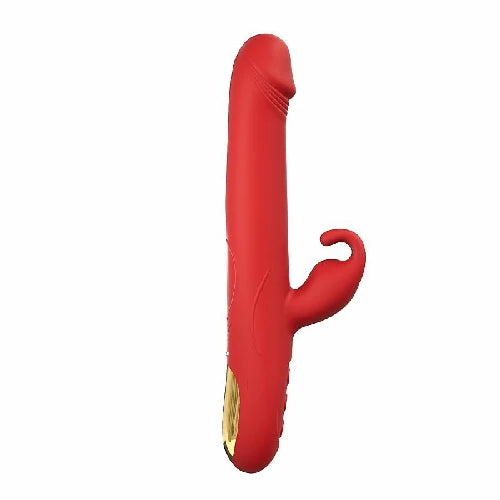 VIBRADOR PONTO G E CLITORIS COM ROTAÇÃO E AQUECIMENTO 23,8 X 3,0 CM VERMELHO