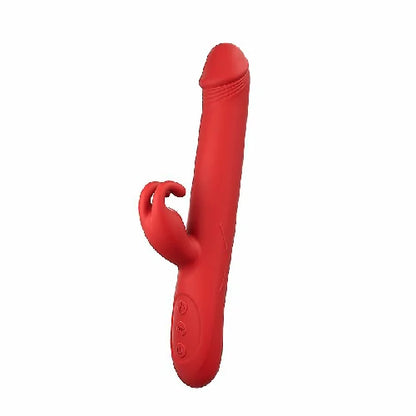 VIBRADOR PONTO G E CLITORIS COM ROTAÇÃO E AQUECIMENTO 23,8 X 3,0 CM VERMELHO