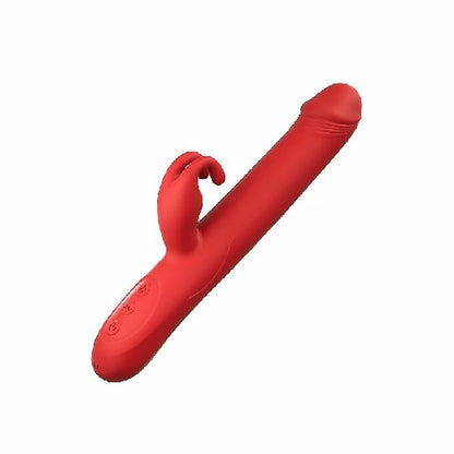 VIBRADOR PONTO G E CLITORIS COM ROTAÇÃO E AQUECIMENTO 23,8 X 3,0 CM VERMELHO