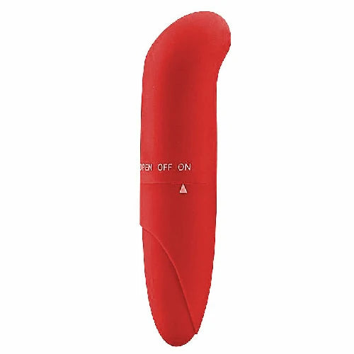 Conheça o vibrador ponto G vermelho com toque aveludado, ponta curva e funcionamento com 1 pilha AA. Confira os detalhes na FeelHot.