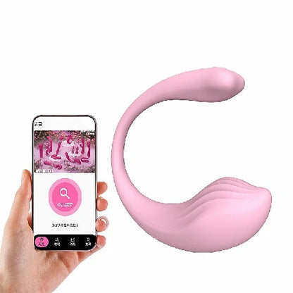 Vibrador de casal Whale Mini APP com controle por Bluetooth, aplicativo para Android e iOS, 9 modos de vibração e alcance de até 5 metros.