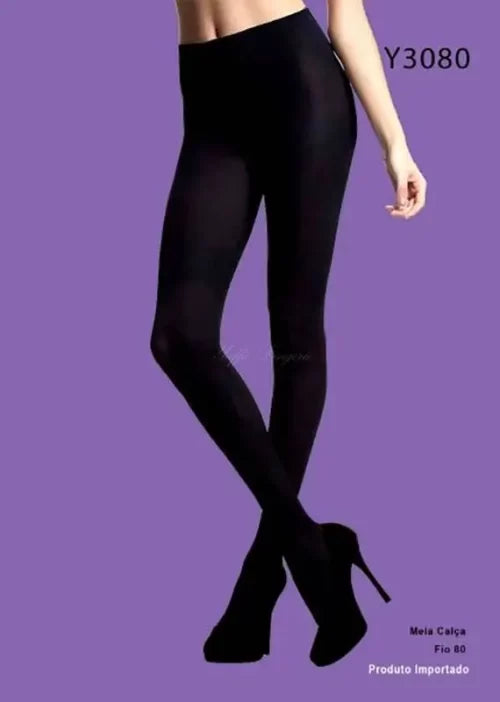 MEIA CALÇA SUAVE PRETA FIO 80