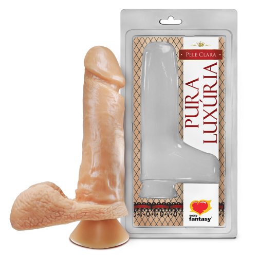 PRÓTESE MACIÇA COM ESCROTO VENTOSA 17 X 4,5 CM SEXY FANTASY