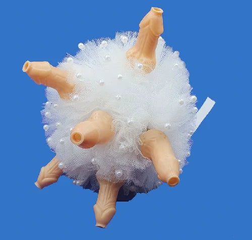 BUQUE DE NOIVA BRANCO EROTICO COM MINI PENIS BEGE
