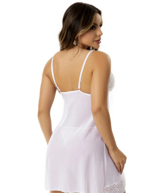CAMISOLA EM TULE COM CALCINHA SELMA TAM G BRANCO
