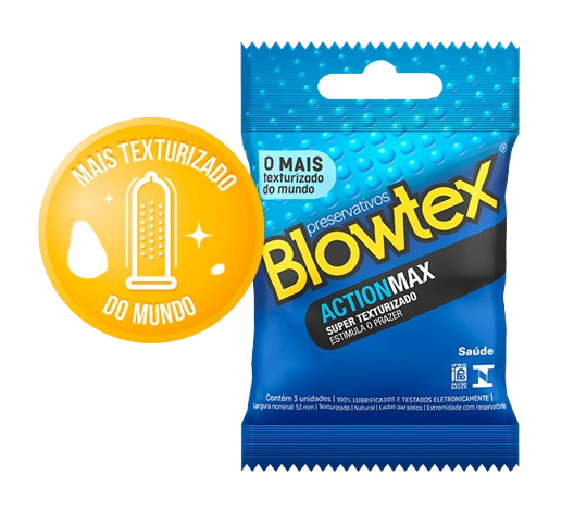 PRESERVATIVO ACTION TEXTURIZADO 03 UNIDADES BLOWTEX