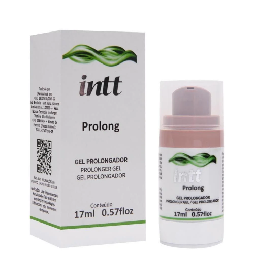 Prolong Gel Retardante Masculino INTT 17ml, desenvolvido para proporcionar maior controle da sensibilidade durante os momentos íntimos. Ideal para prolongar a experiência.