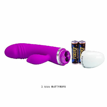 Vibrador Ponto G e Clitóris David Pretty Love, na cor roxa, com 30 modos de vibração, silicone e resistência à água para diferentes experiências. Pilhas aaa